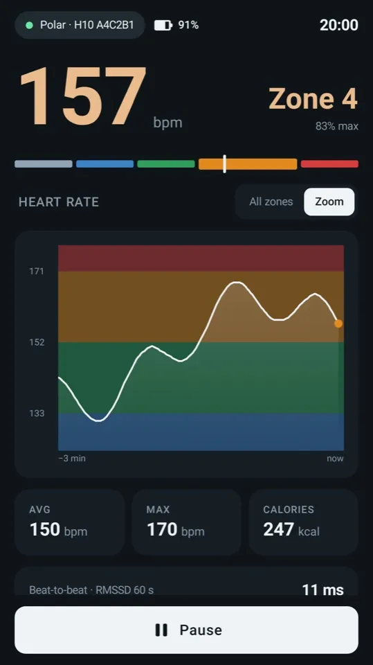 Heart Rate Monitor live zones